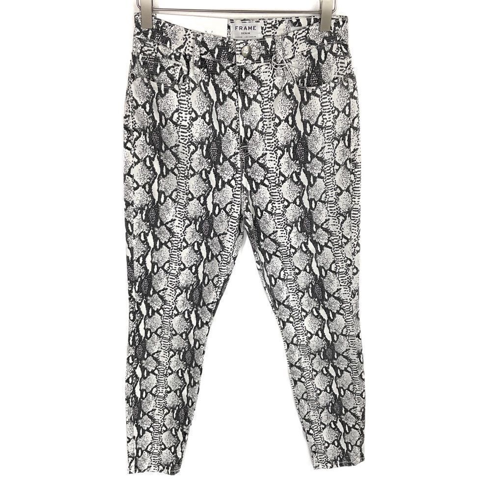 Frame Gris Multi Grey Python Ali High Rise Cigarette Jeans 27 NWT - Picture 2 of 7